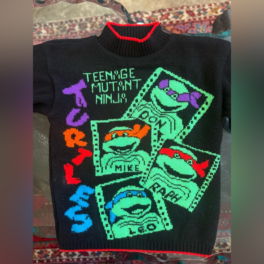 RARE - 90s Vintage Teenage Mutant Ninja Turtles - Knit Sweater - Unisex - Picture 6 of 16
